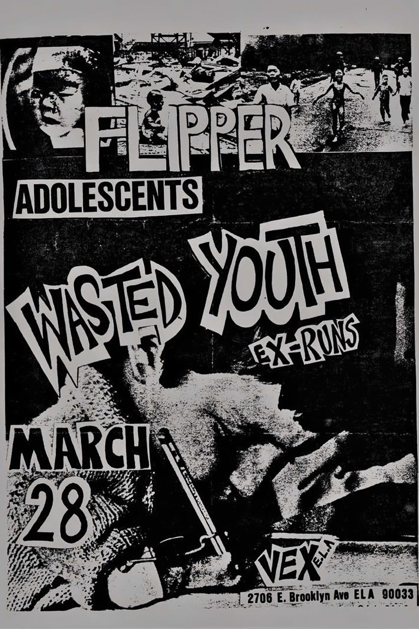 poster wasted youth flipper affiche concert punk rock vintage noir et blanc decoration murale alternative