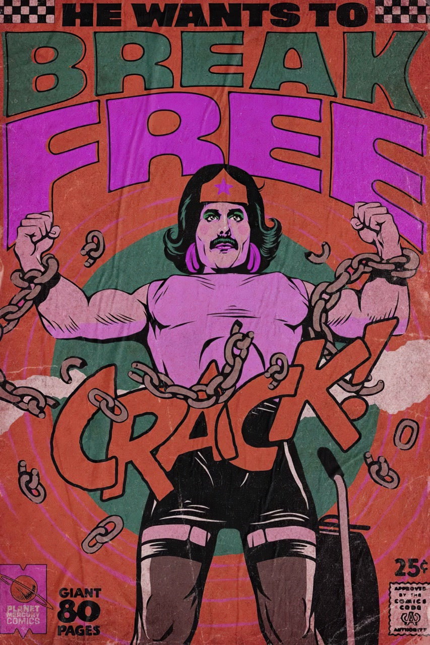 FREDDIE MERCURY BREAK FREE VINTAGE POP ART ROCK