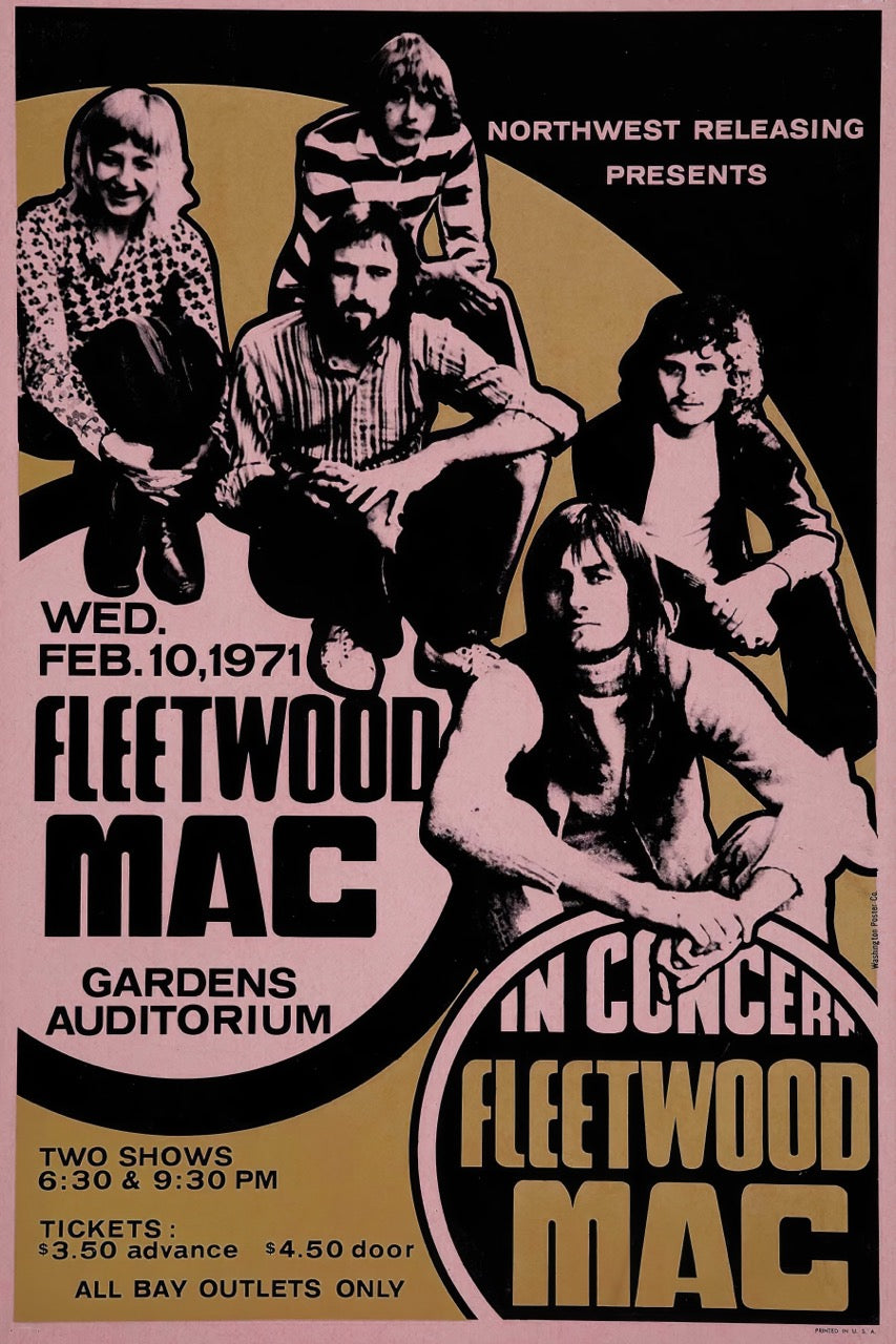 FLEETWOOD MAC 1971 CONCERT VINTAGE GARDENS AUDITORIUM