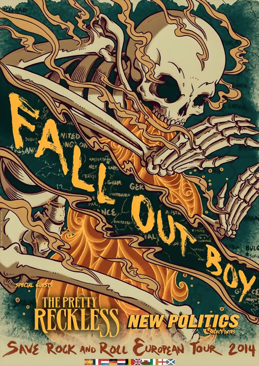 AFFICHE FALL OUT BOY SAVE ROCK AND ROLL EUROPEAN TOUR 2014