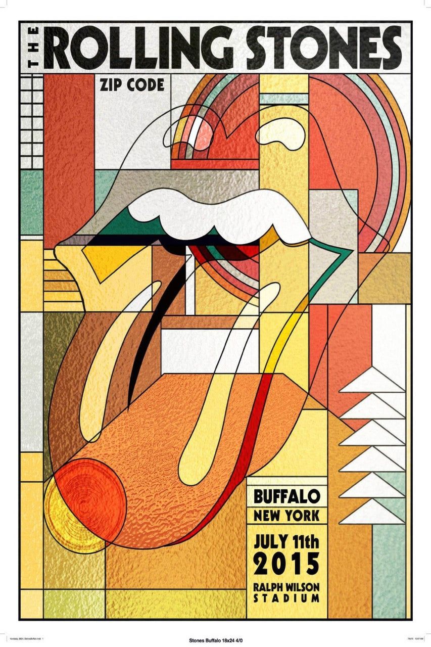 poster the rolling stones zip code tour 2015 buffalo new york affiche concert rock decoration murale vintage