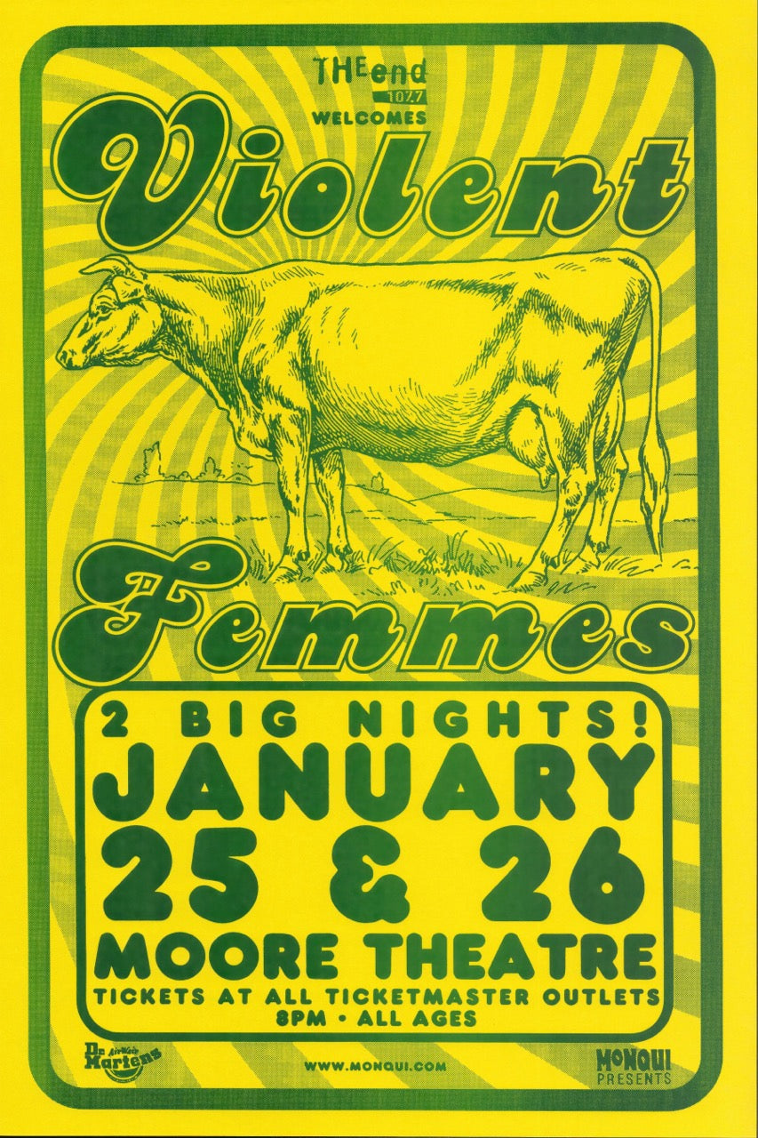 VIOLENT FEMMES CONCERT 1985 – RED & WHITE VINTAGE INDIE ROCK POSTER
