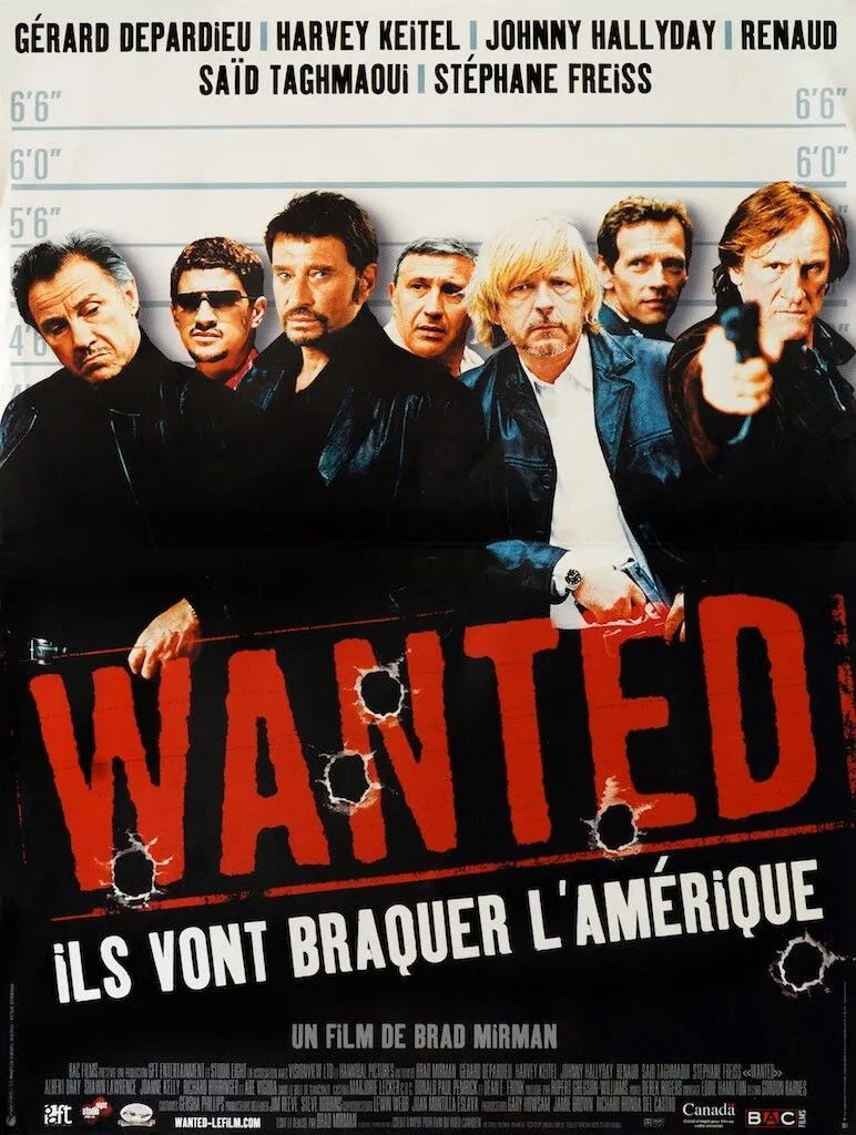 WANTED, GERARD DEPARDIEU, JOHNNY HALLYDAY, 2003 REPRO AFFICHE CINÉMA, HQ