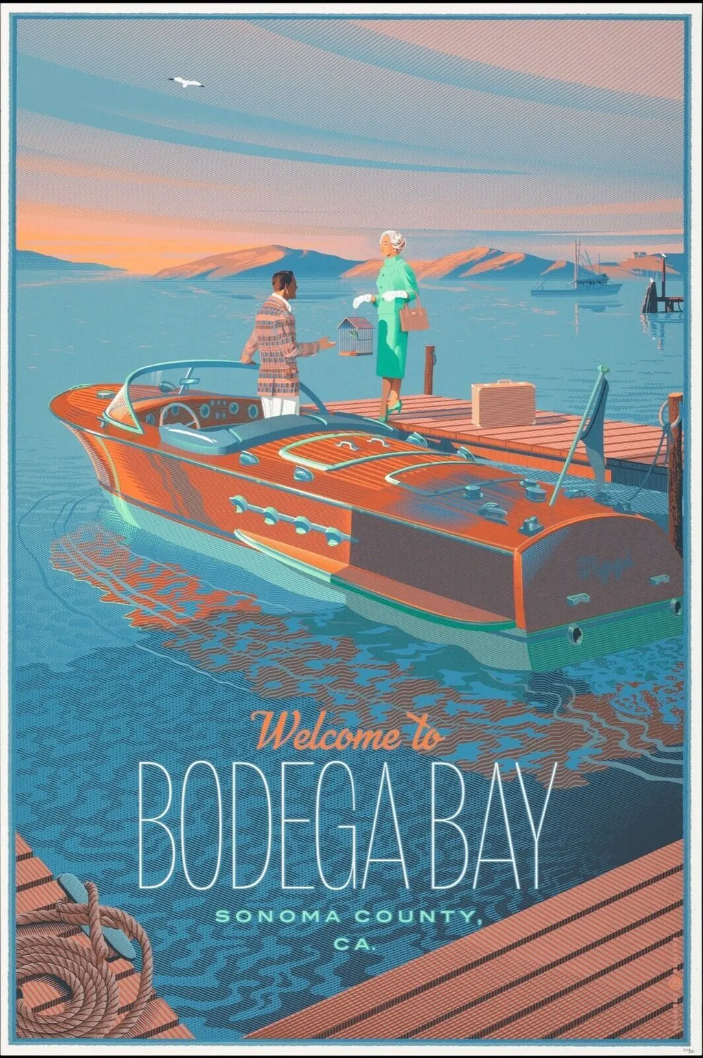 WELCOME TO BODEGA BAY, AFFICHE VINTAGE, HQ