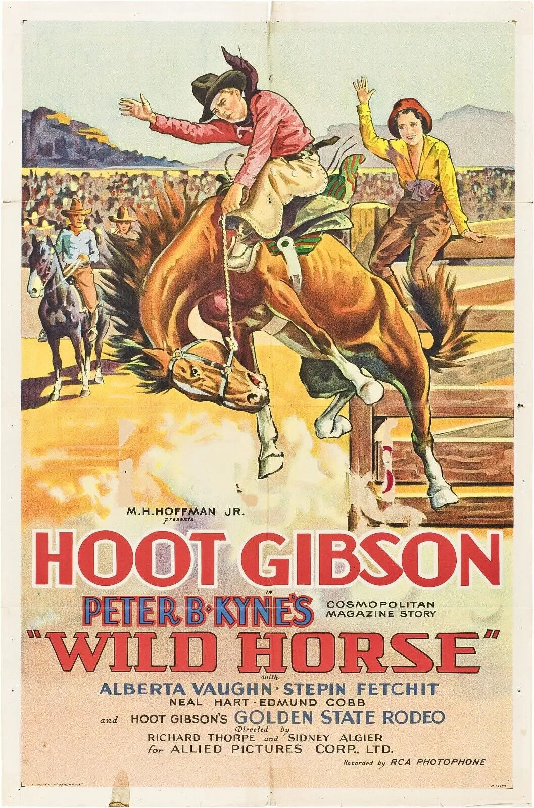 WILD HORSE HOOT GIBSON, RODEO À CHEVAL, RICHARD THORPE, 1931, REPRO AFFICHE CINEMA VINTAGE