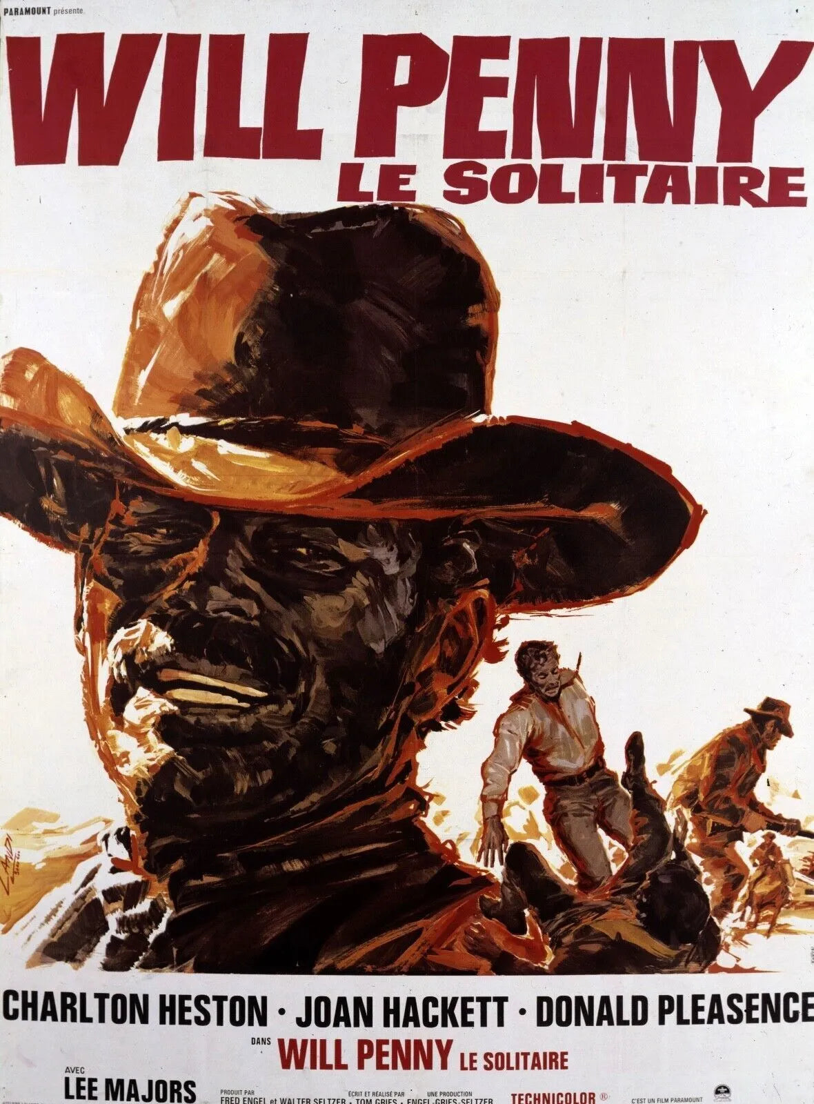 WILL PENNY LE SOLITAIRE, ROY JENSON, CHARLTON HESTON, 1968, Repro Affiche cinéma, HQ