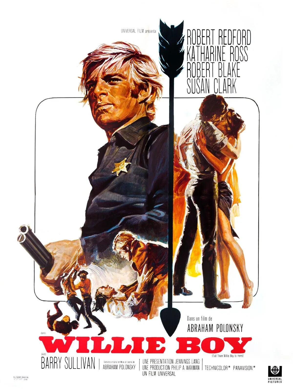 WILLIE BOY, ROBERT REDFORD, KATHERINE ROSS, REPRO AFFICHE CINEMA VINTAGE HQ