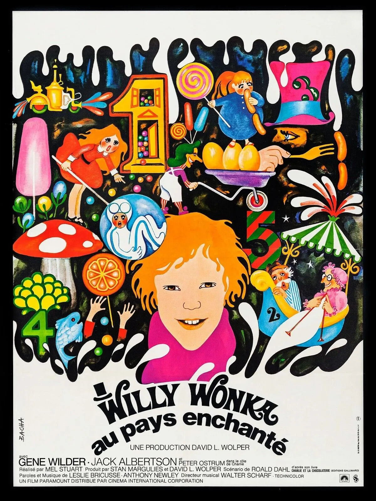 WILLY WONKA AU PAYS ENCHANTÉ, MAL STUART, 1971, REPRO AFFICHE CINEMA VINTAGE HQ