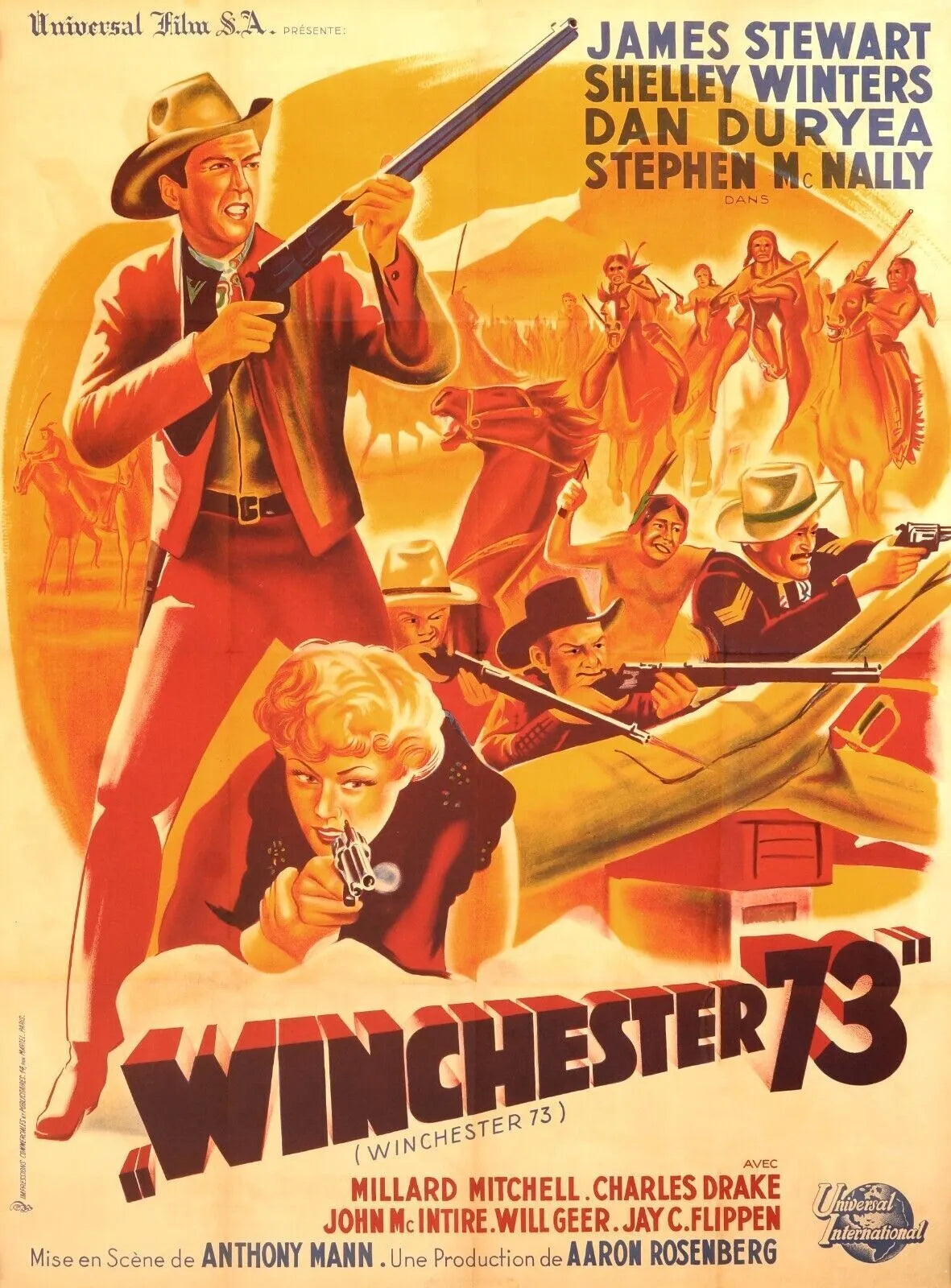 WINCHESTER'73 JAMES STEWART, 1950, REPRO AFFICHE CINEMA VINTAGE