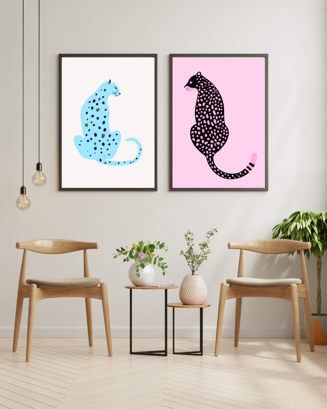 AFFICHE LÉOPARD BLEU – ILLUSTRATION MODERNE POSTER HUB STUDIO RÉTRO, HQ