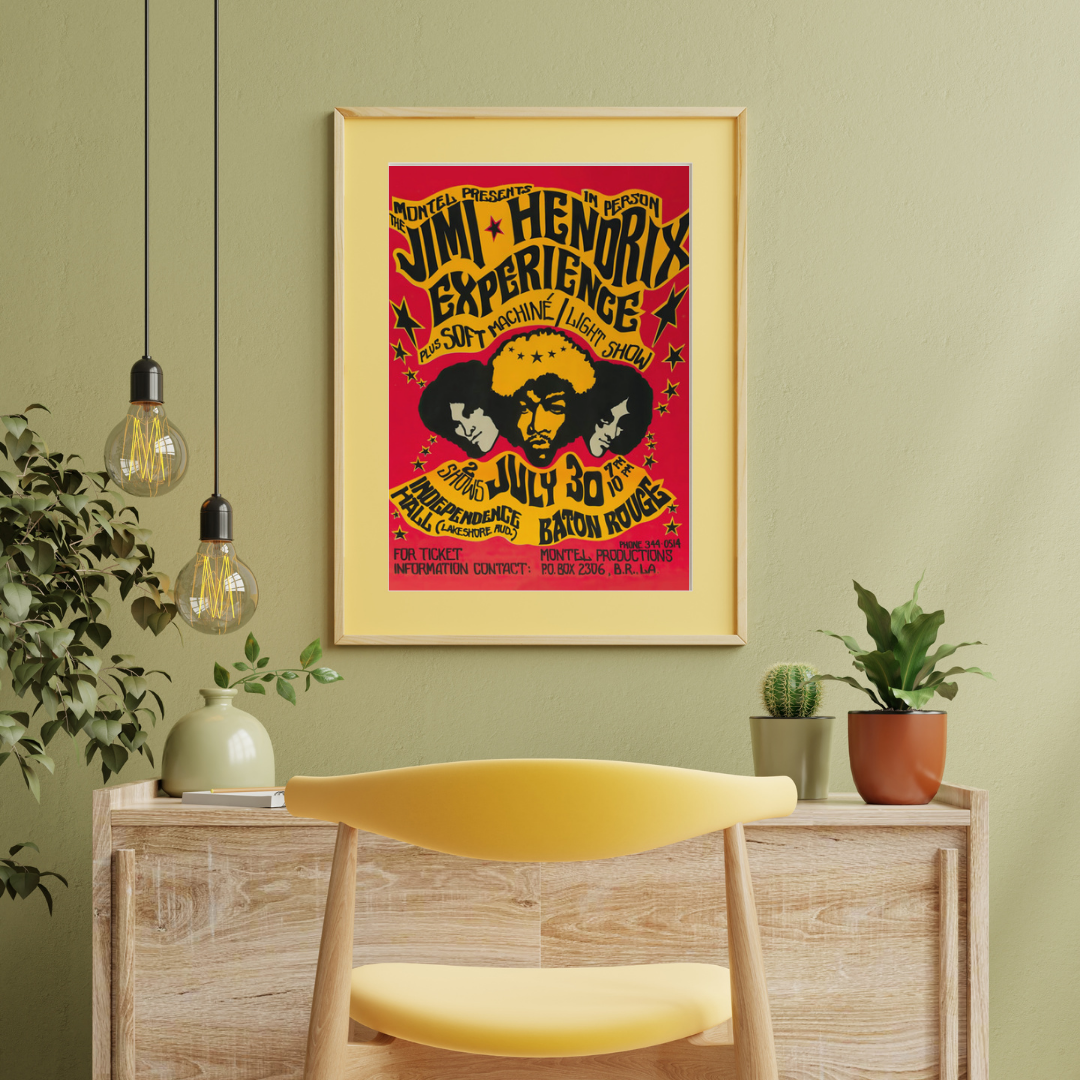JIMI HENDRIX EXPERIENCE CONCERT JULY 30 BATON ROUGE POSTER PSYCHEDELIQUE