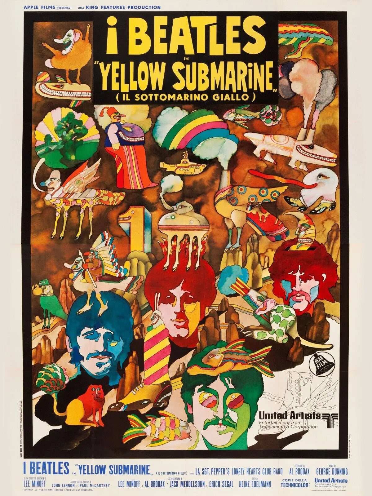 YELLOW SUBMARINE, THE BEATLES, JOHN LENNON, Repro Affiche de Cinéma HQ