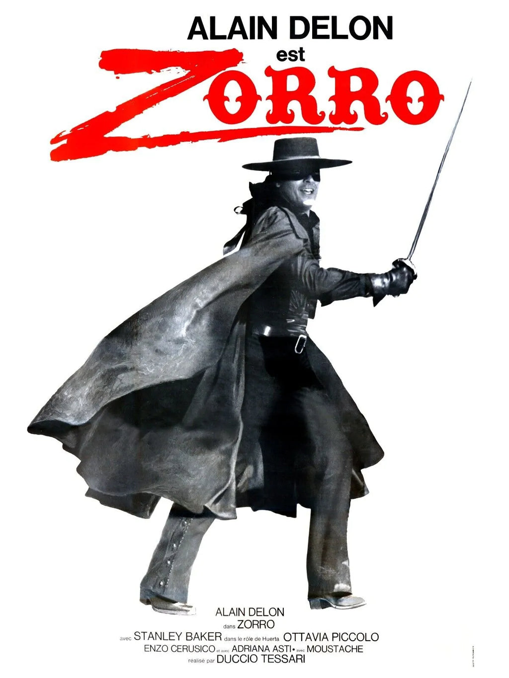 ZORRO, ALAIN DELON, 1975, repro affiche de cinema, HQ
