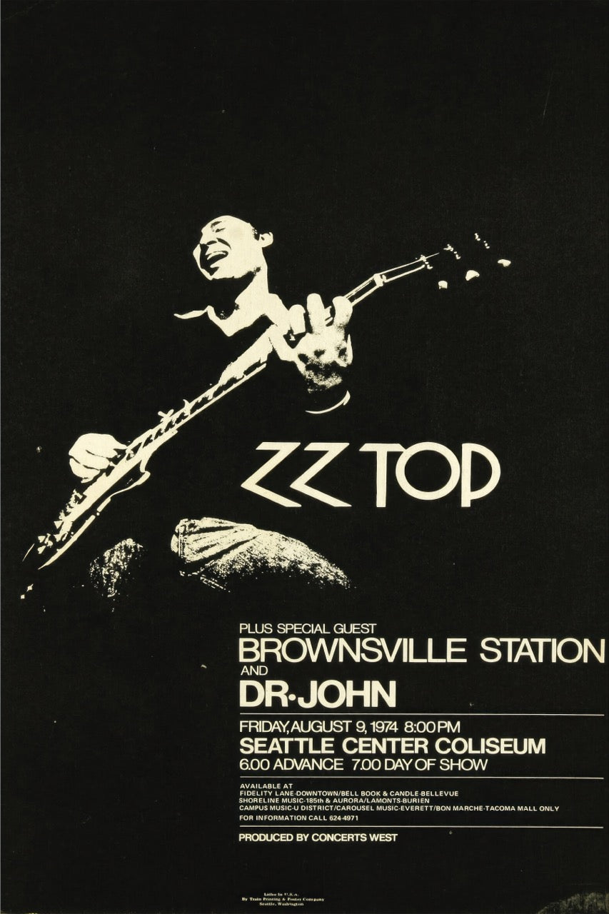 ZZ TOP SEATTLE 1974 – CARTEL CONCIERTO ROCK VINTAGE