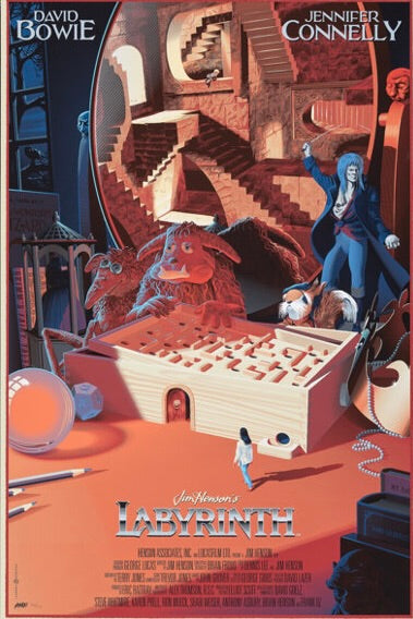 LABYRINTH – CULT FANTASY FILM (1986) – DAVID BOWIE – MOVIE POSTER – REPRODUCTION – POSTER HUB STUDIO – HQ