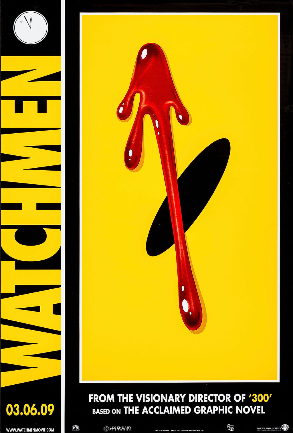 affiche film watchmen 2009 poster comics super heros goutte sang masque jaune
