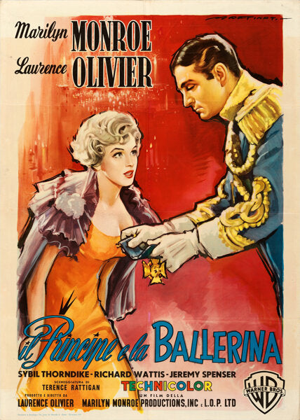 Affiche du film Le Prince et la Danseuse 1957 avec Marilyn Monroe et Laurence Olivier dans un style vintage coloré reproduction poster cinéma classique hollywoodien