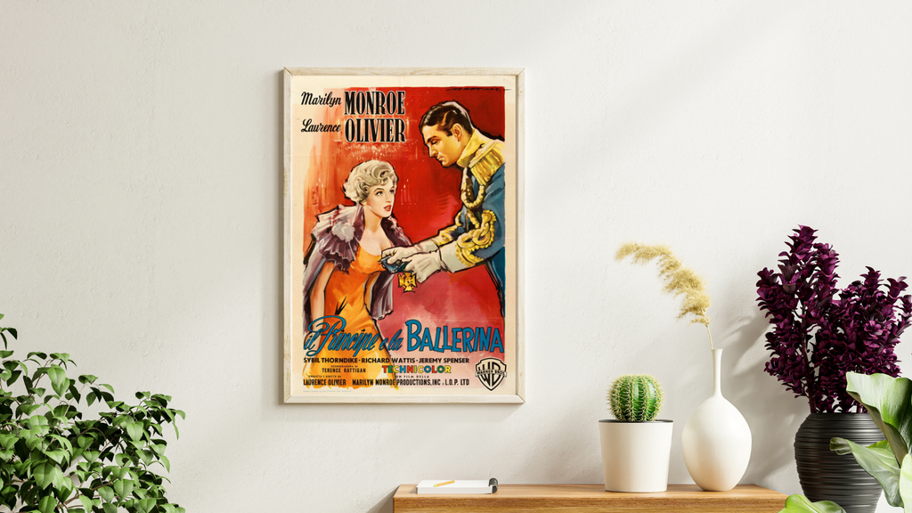 Affiche du film Le Prince et la Danseuse 1957 avec Marilyn Monroe et Laurence Olivier dans un style vintage coloré reproduction poster cinéma classique hollywoodien