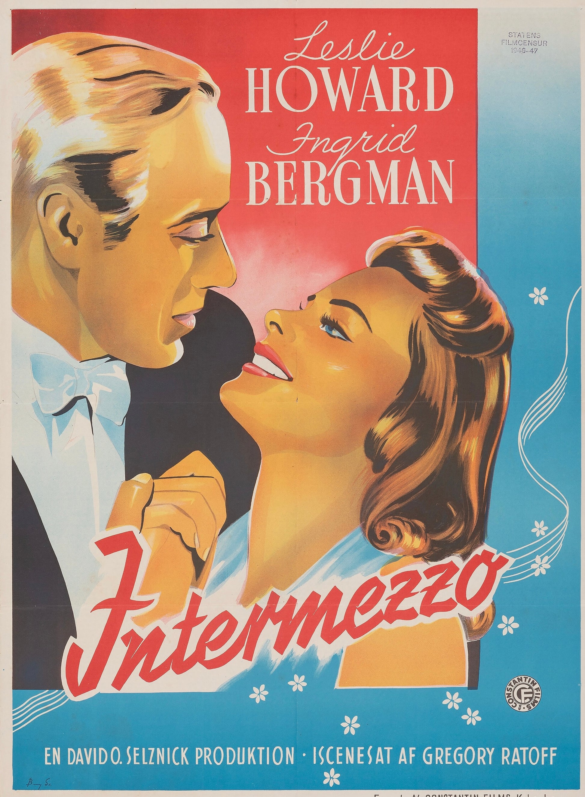 INTERMEZZO – GREGORY RATOFF FILM (1939) – INGRID BERGMAN – LESLIE HOWARD – ROMANCE MOVIE POSTER – REPRODUCTION – POSTER HUB STUDIO – HQ
