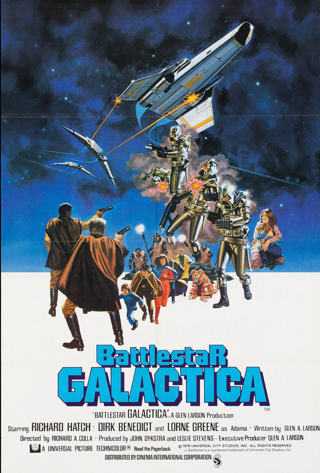 affiche film battlestar galactica 1978 vaisseau spatial robots science fiction poster
