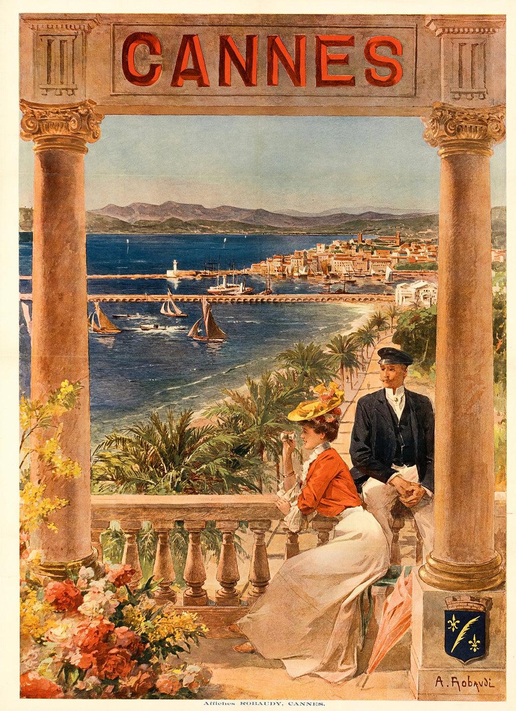CANNES – AFFICHE VINTAGE CÔTE D’AZUR – A. ROBAUDY – VOYAGE FRANCE – REPRODUCTION – POSTER HUB STUDIO – HQ