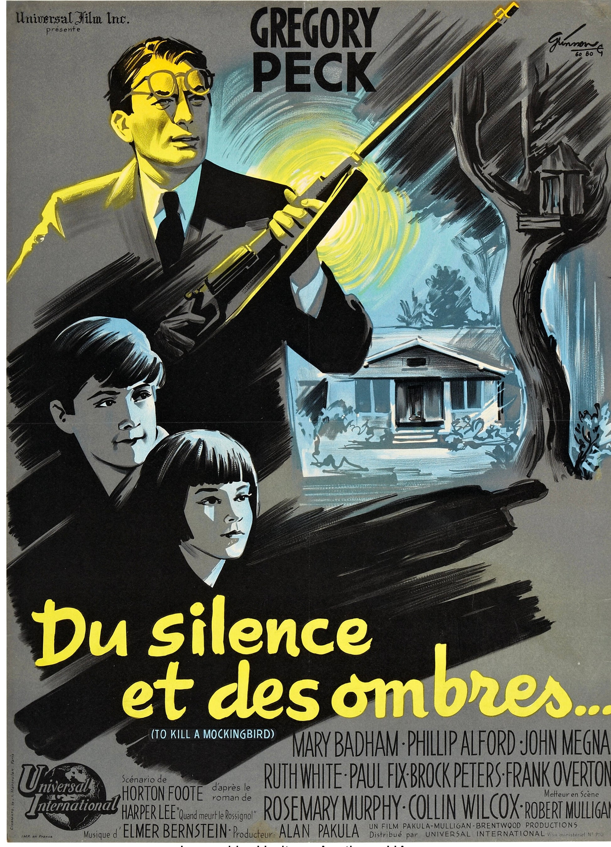 DU SILENCE ET DES OMBRES, GREGORY PECK, REPRO AFFICHE DE CINEMA VINTAGE HQ