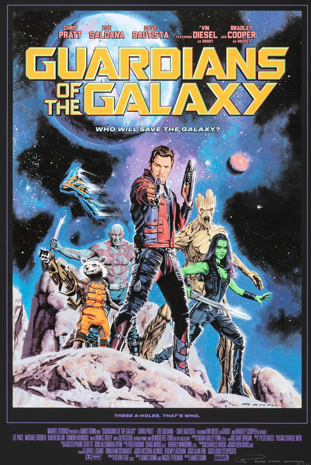 affiche guardians of the galaxy 2014 chris pratt marvel rocket groot gamora science fiction poster