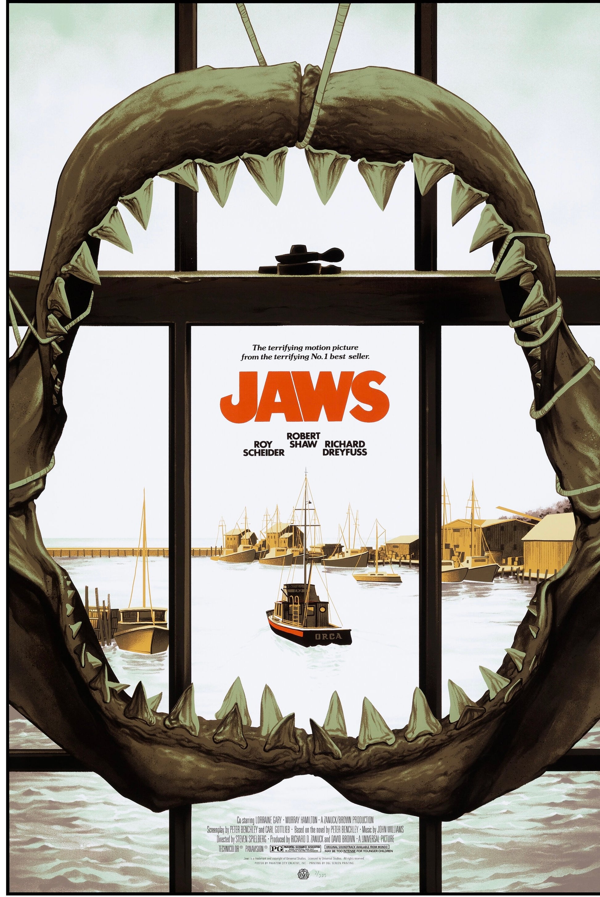JAWS (1975) – LES DENTS DE LA MER – AFFICHE FILM – STEVEN SPIELBERG – POSTER CINÉMA THRILLER – REPRODUCTION HQ