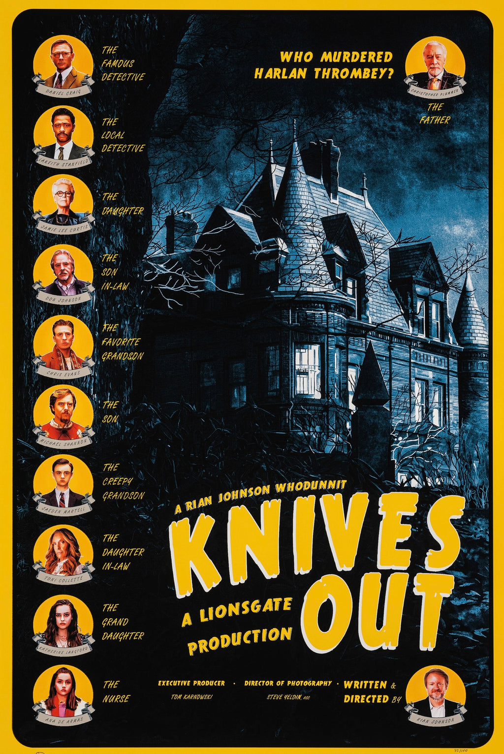 affiche film knives out 2019 daniel craig maison mystere enquete thriller poster cinema