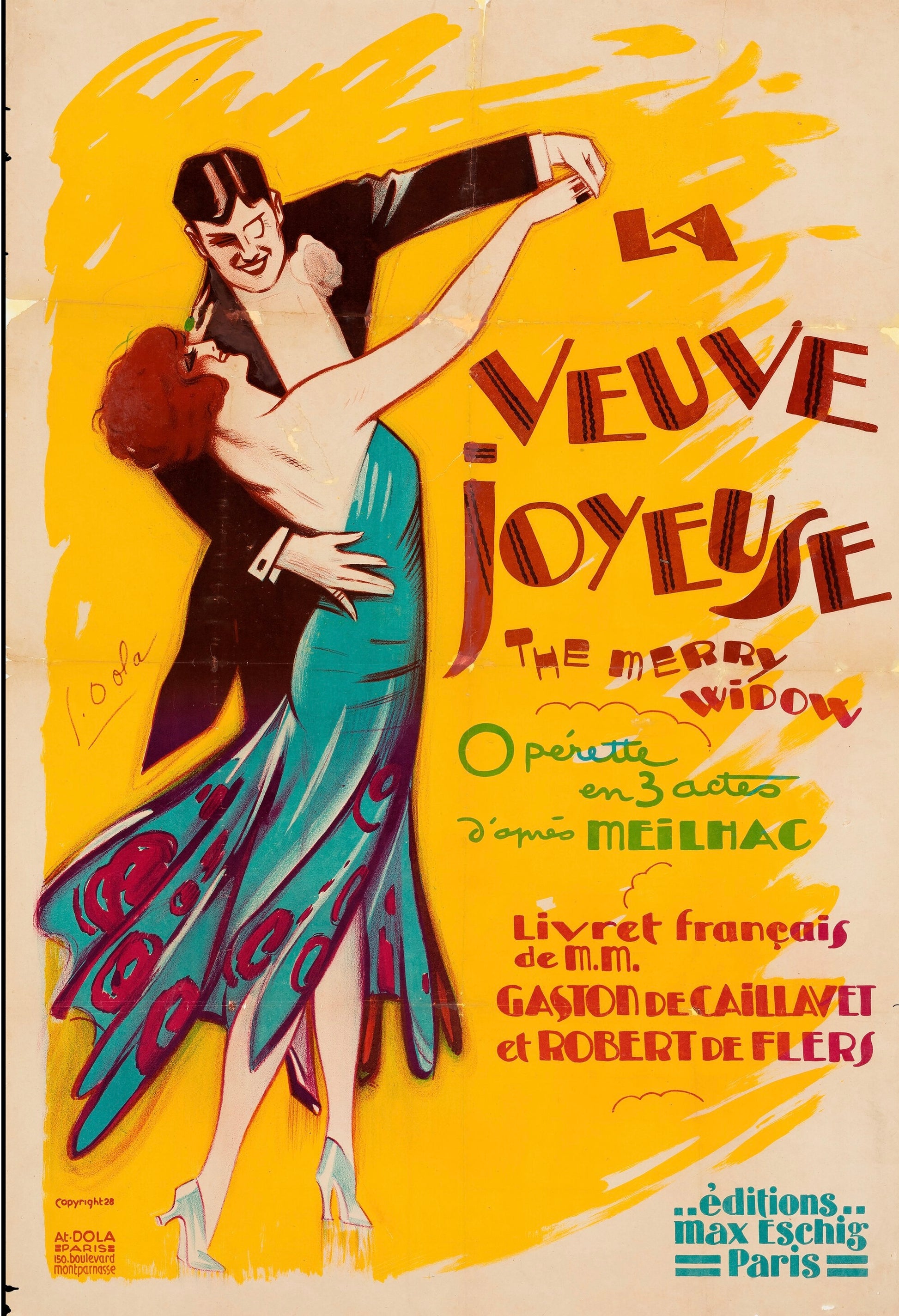 THE MERRY WIDOW – THE MERRY WIDOW – VINTAGE OPERETTA POSTER – GASTON DE CAILLAVET – ROBERT DE FLERS – ART DECO POSTER – HQ REPRODUCTION
