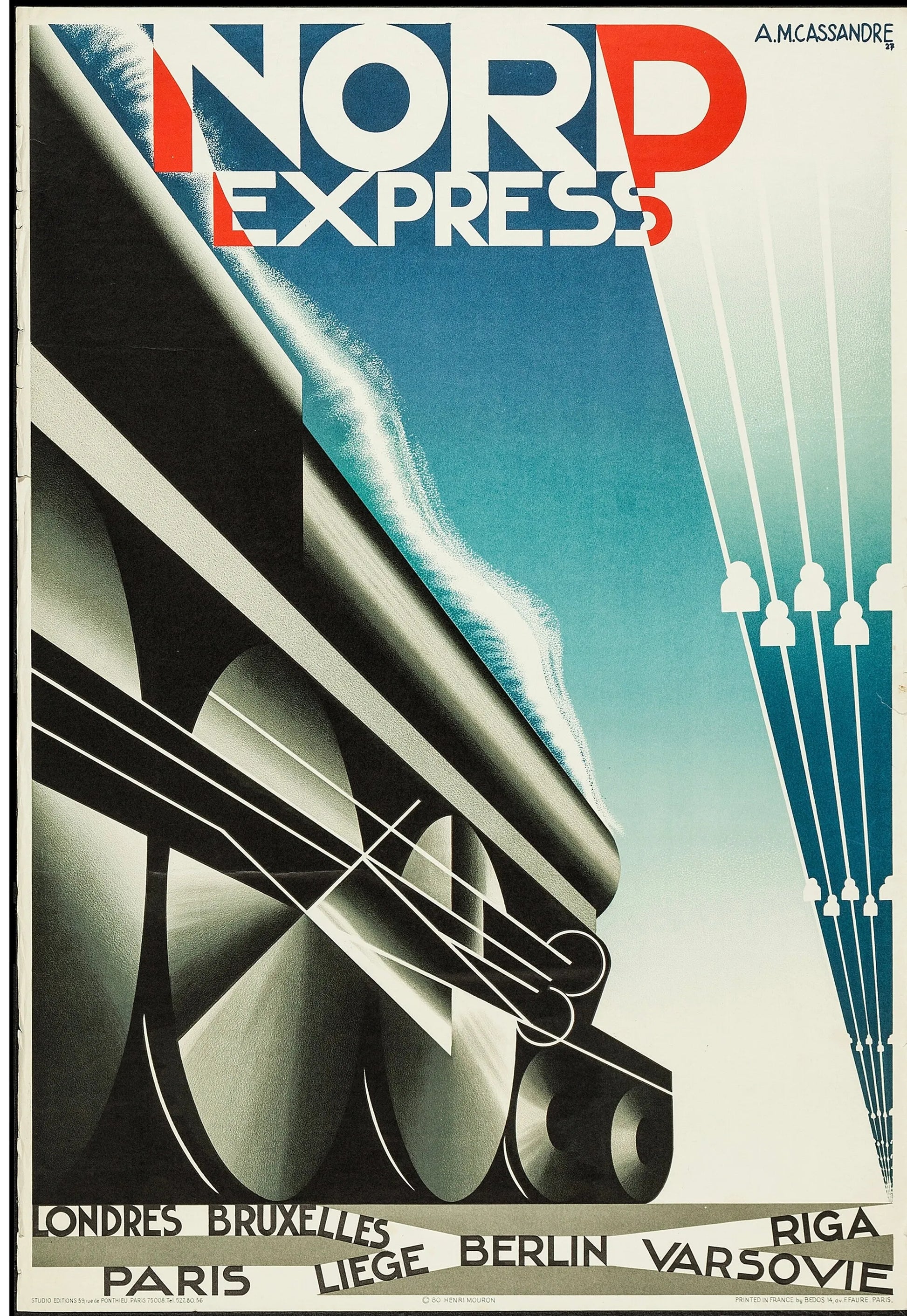 NORD EXPRESS – A. M. CASSANDRE , 1927, AFFICHE VINTAGE PUBLICITÉ RÉTRO, HQ