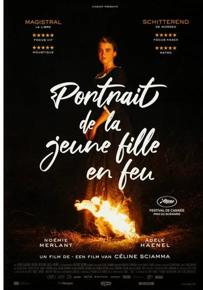 PORTRAIT DE LA JEUNE FILLE EN FEU - NOÉMIE MERLANT - 2019, AFFICHE VINTAGE CINÉMA RÉTRO, HQ
