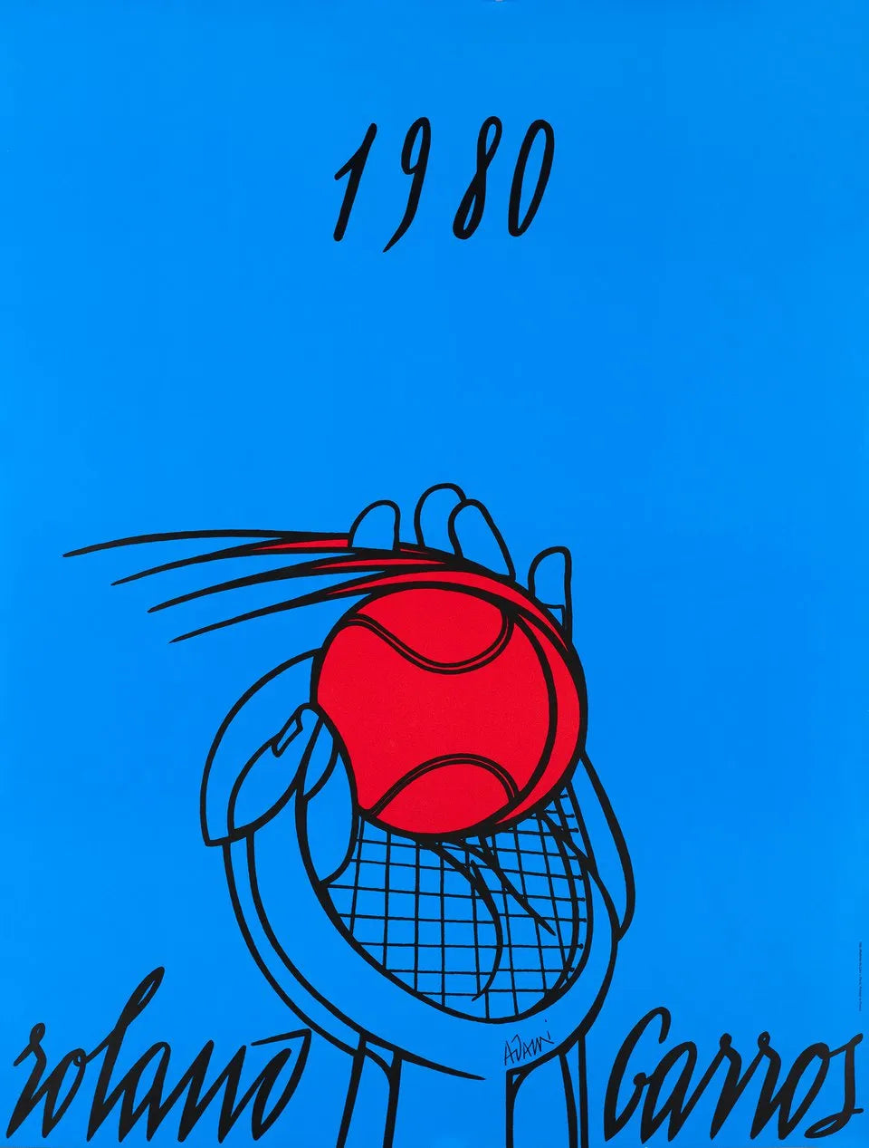 ROLAND GARROS 1980 REPRO AFFICHE POSTER HUB STUDIO