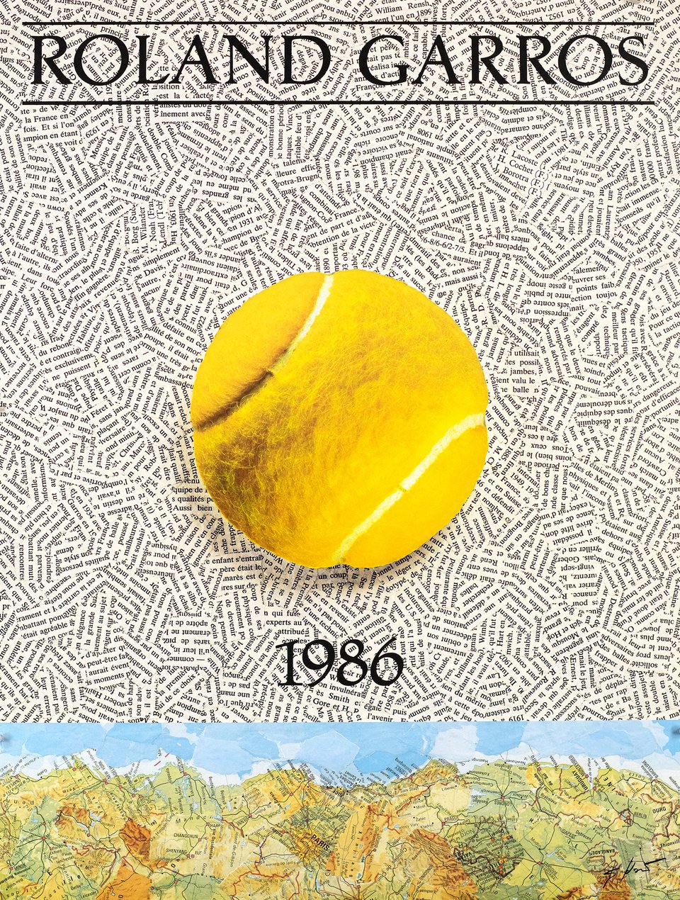 ROLAND GARROS 1986 REPRO AFFICHE POSTER HUB STUDIO