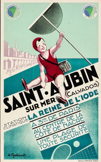 VINTAGE POSTER REPRODUCTION SAINT-AUBIN-SUR-MER TOURISM - POSTER HUB STUDIO, HQ