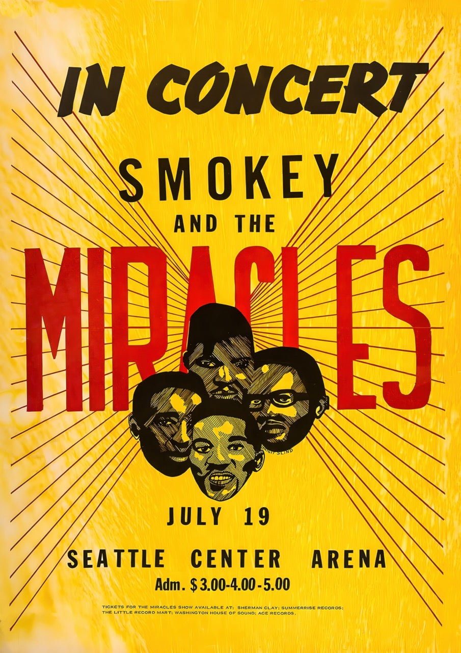 SMOKEY ROBINSON AND THE MIRACLES – SEATTLE CENTER ARENA – SOUL CONCERT POSTER