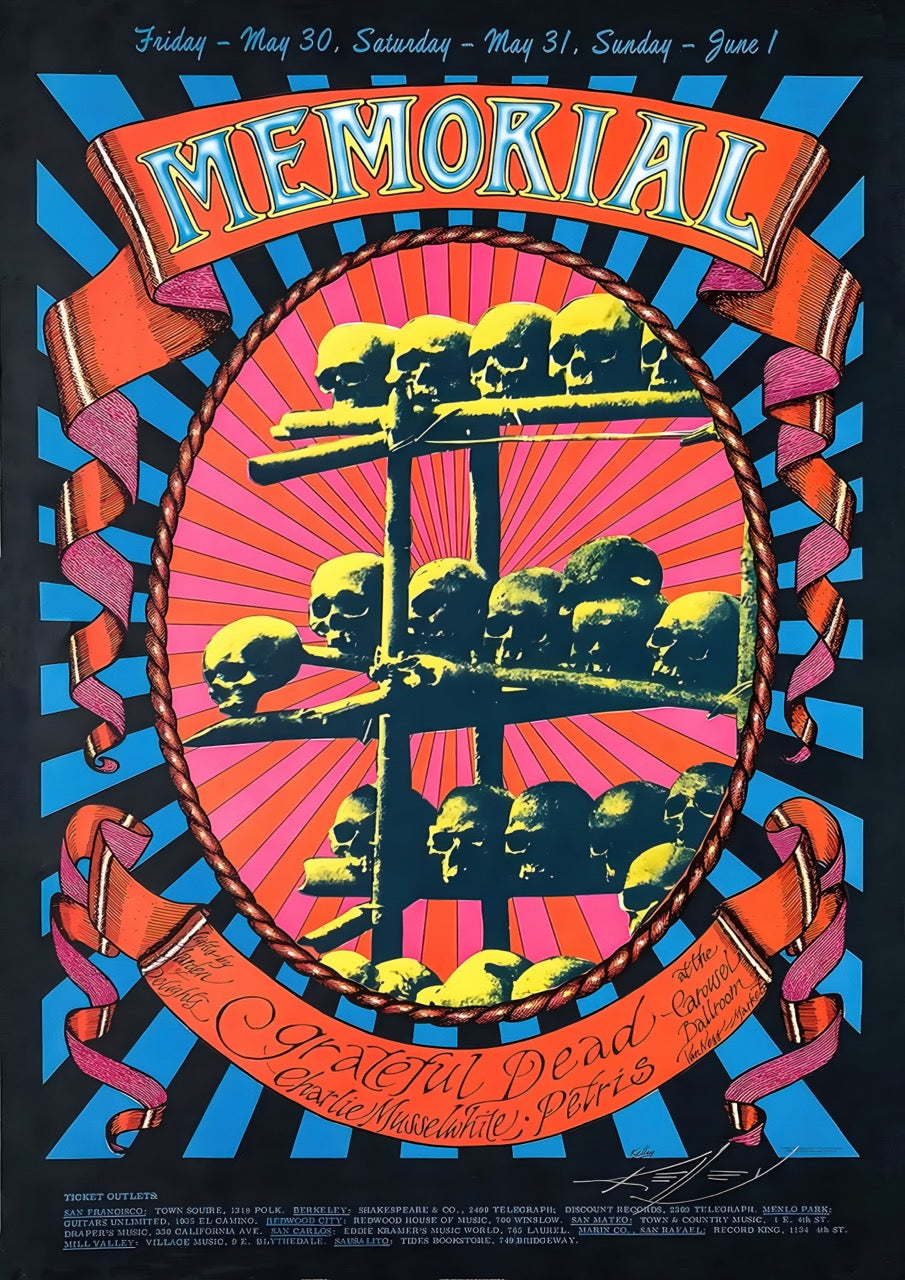 GRATEFUL DEAD MEMORIAL DAY WEEKEND – VINTAGE PSYCHEDELIC CONCERT POSTER