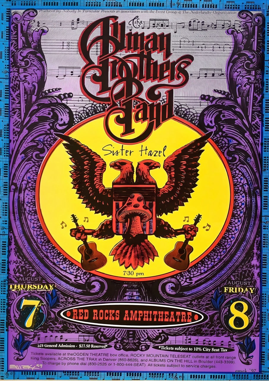THE ALLMAN BROTHERS BAND – RED ROCKS AMPHITHEATRE – CLASSIC ROCK CONCERT POSTER