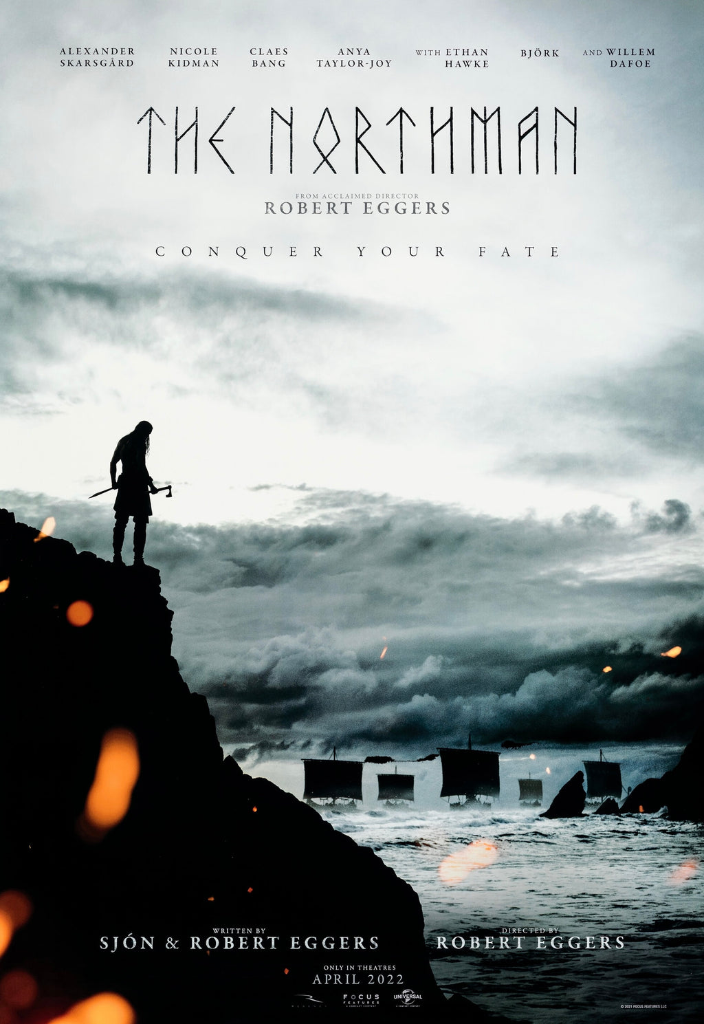 affiche the northman 2022 viking guerrier falaise bateaux mer robert eggers poster cinema