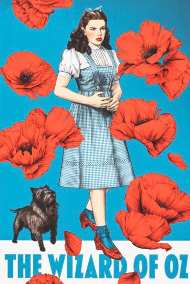 affiche the wizard of oz 1939 judy garland dorothy chien poppies fantastique poster cinema