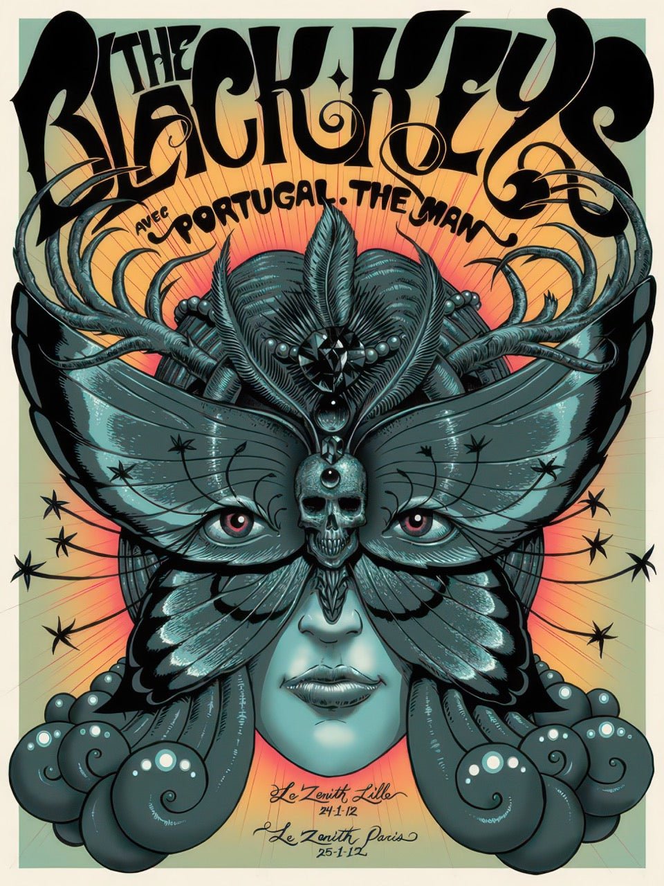 THE BLACK KEYS – PORTUGAL. THE MAN 2012 ZENITH FRANCE CONCERT POSTER