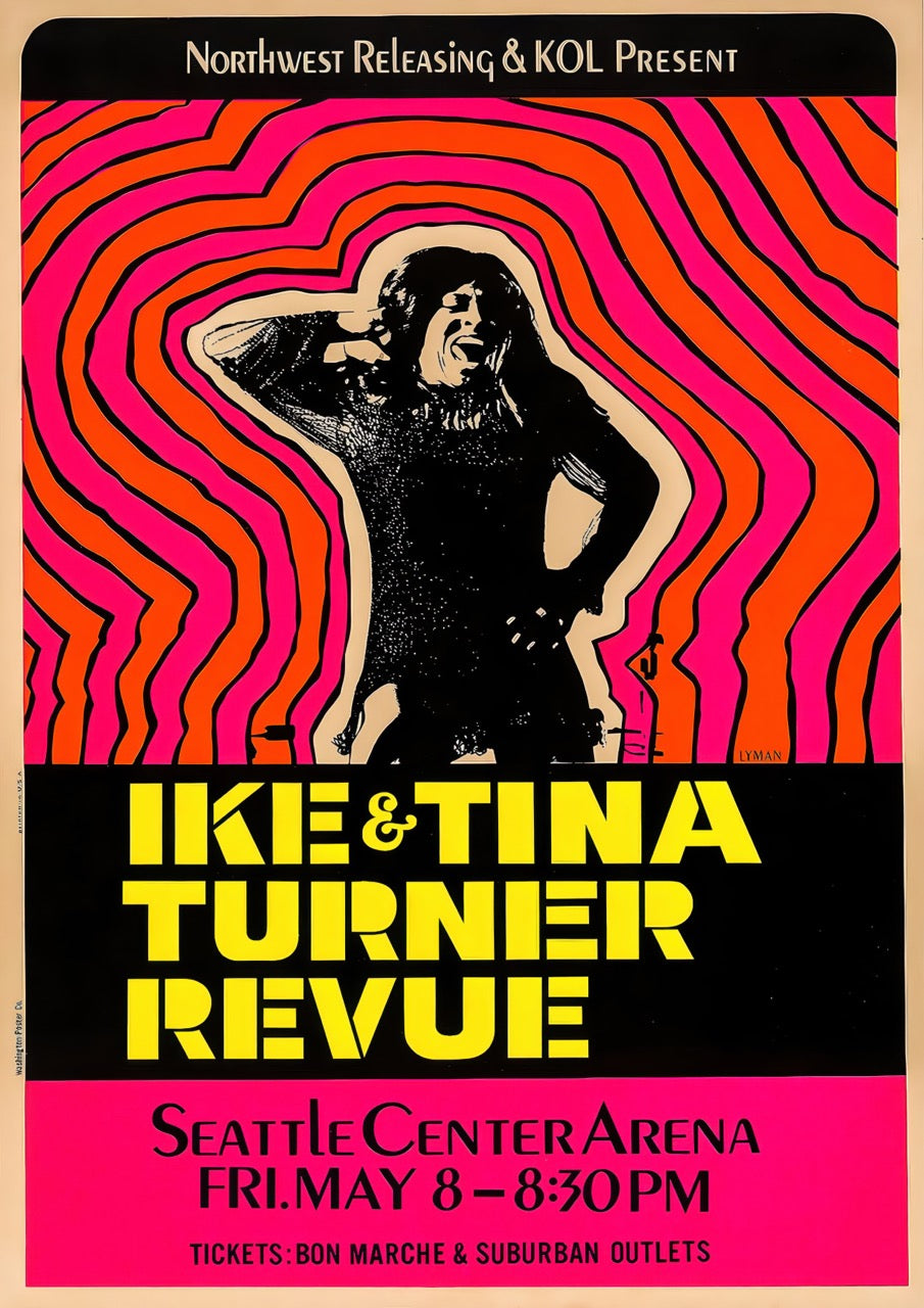 IKE & TINA TURNER REVUE – VINTAGE CONCERT POSTER SEATTLE CENTER ARENA