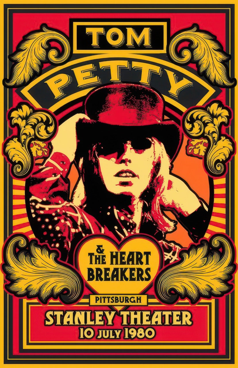 TOM PETTY & THE HEARTBREAKERS – VINTAGE CONCERT POSTER PITTSBURGH 1980