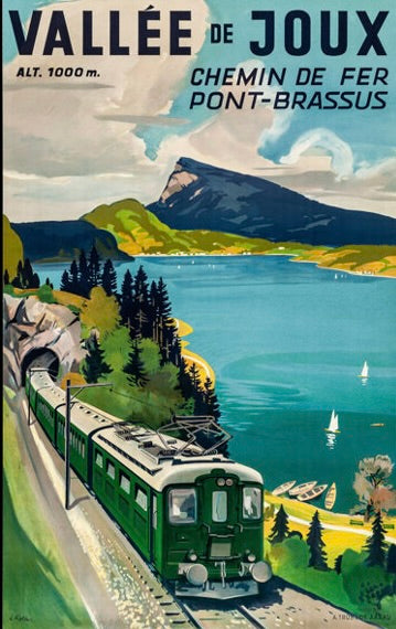 VINTAGE POSTER REPRODUCTION JOUX VALLEY – PONT-BRASSUS RAILWAY - POSTER HUB STUDIO, HQ