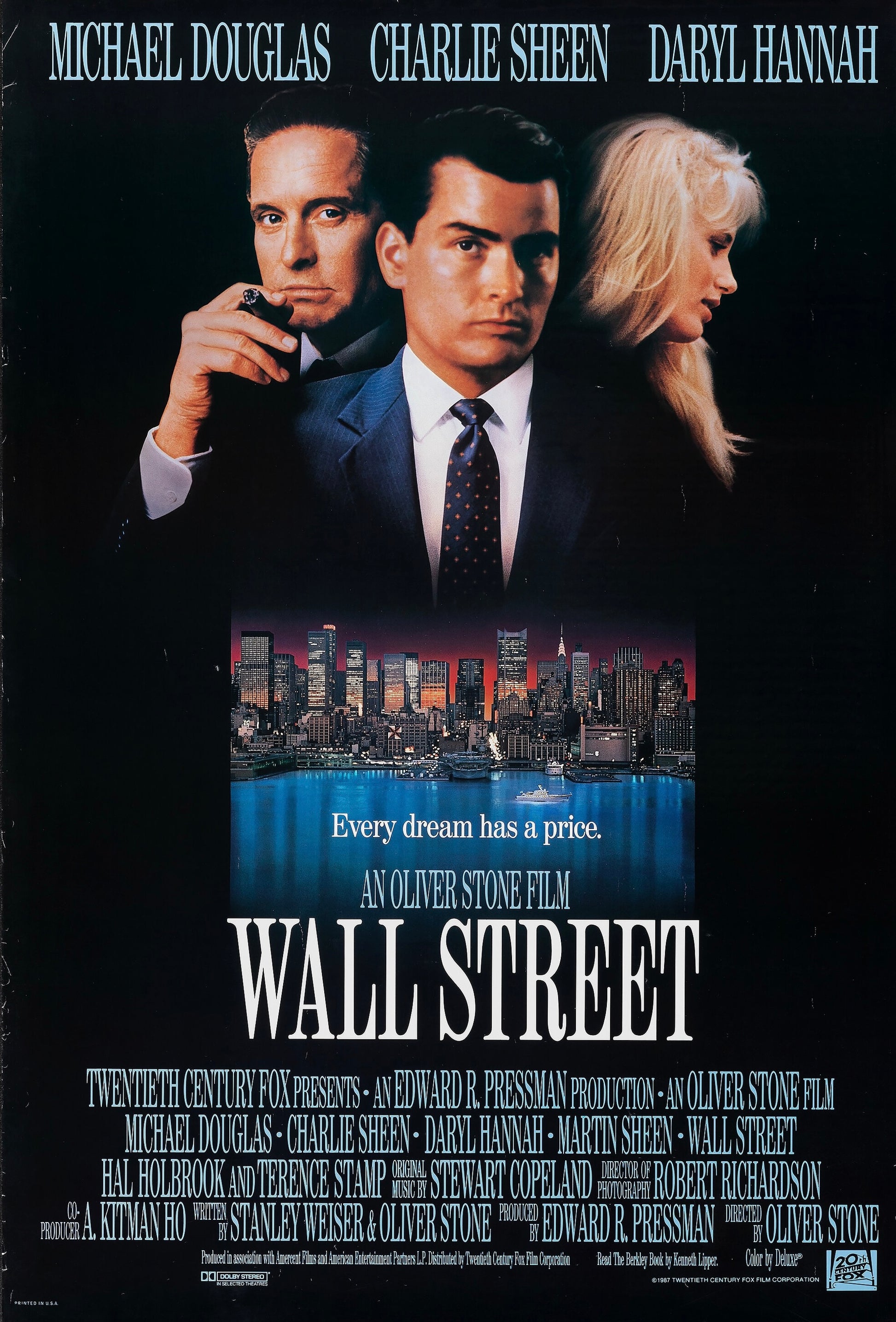 WALL STREET, MICHAEL DOUGLAS, 1987, AFFICHE VINTAGE CINÉMA RÉTRO, HQ